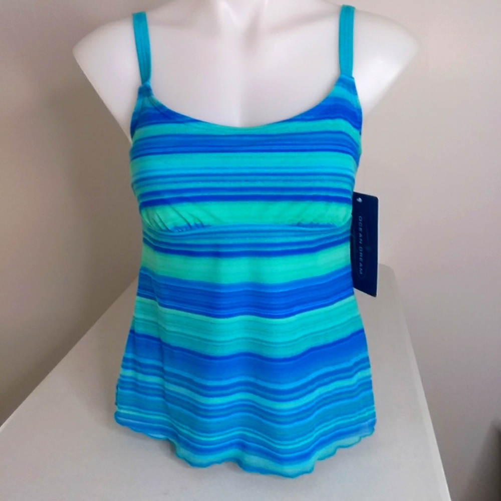 Ocean Dream Signature NWT Women's Tankini Swim Top 8 Built In Shelf Bra MSRP $74